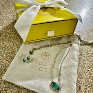 Kendra Scott emerald earring and necklace set